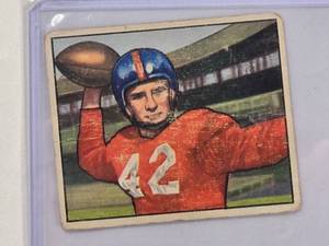 lot 34 image: Charley Conerly 1950 Bowman Gum No. 103 - Vintage Football Card