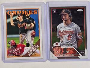 lot 56 image: Lot of 2 Gunnar Henderson Rookie Cards - 2023 Topps No. 2T88-36 &  2023 Topps Chrome USC208