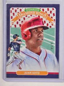 lot 60 image: RARE Juan Soto 2020 Donruss Diamond Kings Blue SP Numbered 1050