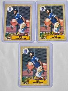 lot 71 image: Lot of 3 Bo Jackson MLB Rookie Cards 1987 Topps No. 170