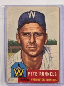 lot 91 image: Pete Runnels 1953 Topps No. 219 - Vintage Baseball Card