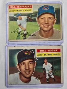 lot 95 image: Lot of 2 Topps 1956 - Bill Wight No. 286 & Hal Jeffcoat No. 289 - Vintage Baseball Cards