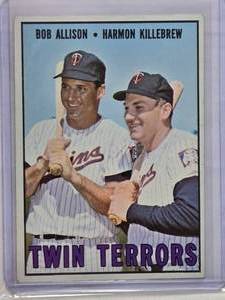 lot 118 image: Twin Terrors Allison & Killebrew 1967 Topps No. 334 Vintage Baseball Card