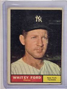 lot 127 image: Whitey Ford 1961 Topps No. 160 Vintage Baseball Card