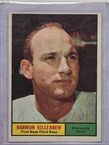 lot 128 image: Harmon Killebrew 1961 Topps No. 80 Vintage Baseball Card
