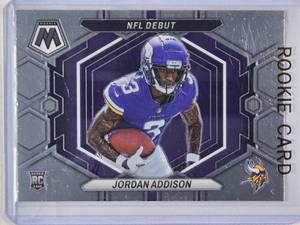 lot 145 image: Jordan Addison Rookie 2023 Panini Mosaic NFL Debut No. ND-14