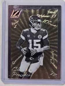 lot 150 image: Patrick Mahomes II 2022 Panini Zenith Class President Thick Stock Silver Insert No. CP-2017