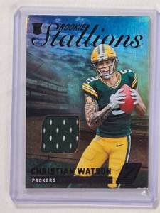 lot 151 image: Christian Watson Rookie Stallions Foil Relic 2022 Panini Zenith No. RS-CW