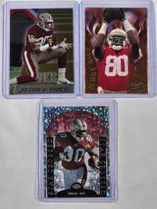 lot 158 image: Lot of 3 Jerry Rice - 1997 Upper Deck Starcrossed SC4, 1996 Bowmans Best No. 135, 1994 Action Packed No. FB944