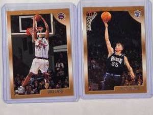 lot 187 image: Lot of 2 1999 Topps Rookie Cards - Jason Williams No. 153, Vince Carter No. 199