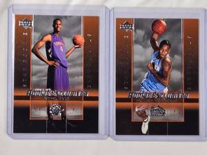 lot 197 image: Lot of 2 Upper Deck Rookie Exclusives 2003-4 Chris Bosh No. 4 & Carmelo Anthony No. 3