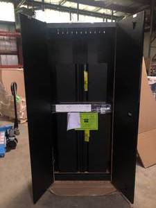 lot 1 image: Husky 3-Piece Regular Duty Welded Steel Garage Storage System in Black  Customer Returns See Pictures