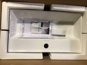 lot 4 image: Swiss Madison Claire Ceramic Wall Hung Sink in White   Customer Returns See Pictures