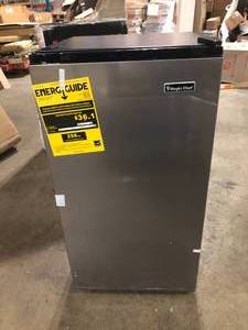 lot 18 image: Magic Chef 3.2 cu. ft. Mini Fridge in Stainless Steel Look without Freezer Slight Damage Customer Returns See Pictures