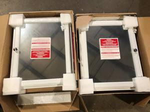 lot 31 image: Lot of 2 Home Decorators Collection 20.8 in. W x 25.8 in. H Rectangular Wood Composite Medicine Cabinet with Mirror   Customer Returns See Pictures
