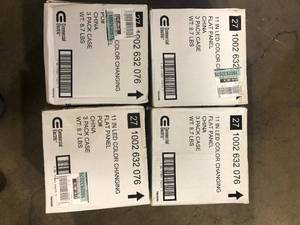 lot 35 image: Lot of   Commercial Electric 11 in. 12.5-Watt Dimmable White Integrated LED Edge-Lit Round Flat Panel Flush Mount Ceiling Light Color Changing Customer Returns See Pictures