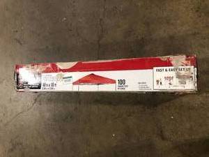 lot 40 image: Everbilt 10 ft. x 10 ft. Red Instant Canopy Pop Up Tent Customer Returns See Pictures