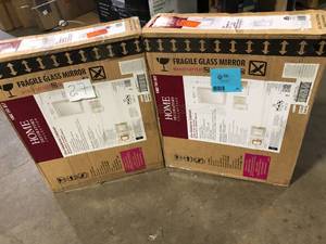 lot 26 image: Lot of 2 Home Decorators Collection 20.8 in. W x 25.8 in. H Rectangular Wood Composite Medicine Cabinet with Mirror Customer Returns See Pictures