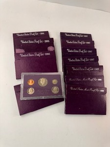 lot 9 image: 11 Proof Sets 1984-1989