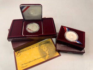 lot 67 image: 1993 Proof and BU Jefferson Silver $1