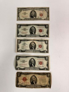 lot 118 image: 5x Red Seal Legal Tender Notes