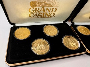 lot 30 image: 4x Sets of 14k Gold Plated Casino Tokens