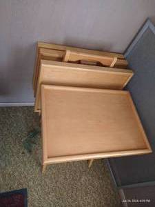 lot 83 image: Nice Wood Tv Trays w Stand