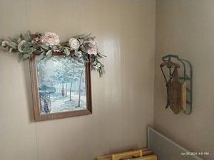 lot 85 image: Oil Painting w Small Hanging Sled
