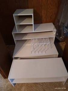lot 142 image: Four Closet Organizer Shelves & Two Wire Rack Organizers