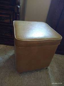 lot 149 image: Rolling Storage Ottoman Full of Sewing Notions