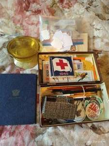 lot 154 image: Vintage Stamps, Buttons, Military, Advertisement Brochures