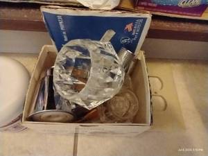 lot 196 image: Cabinet of Bathroom Cleaners & Random Vintage Decanter
