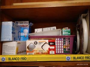 lot 198 image: Shelf of Light Bulbs