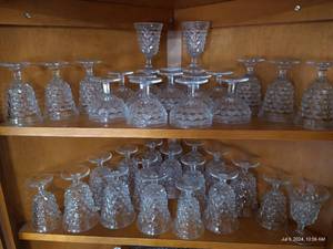 lot 207 image: Two Shelves of American Fostoria Cubist Glasses in Set