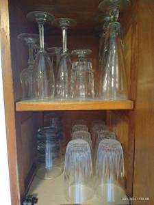 lot 212 image: Two Shelves Glasses, Stemware, Juice Cups