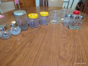 lot 237 image: Glass SP Shakers, Seasoning Bottles, Osterizer Mini Blender Bottles