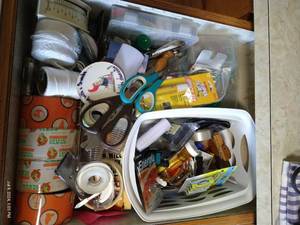 lot 247 image: Everything Drawer- Scissors, Tapes, Batteries, Hardware