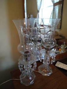 lot 274 image: Matching Pair of Glass Lamps 16 Tall