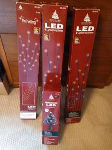 lot 295 image: Three Boxes of Lighted Twig Stakes & 14 Fiber Optic Christmas Tree