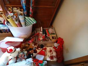 lot 296 image: Wrapping Papers, Holiday Plushes, Misc Christmas Decor