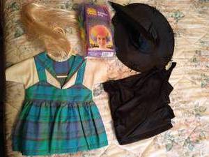 lot 299 image: Costume Lot- Wig, Witch Hat, Cape, Etc