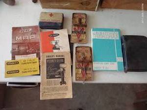 lot 474 image: Vintage Lot- First Aid Kit, Owners manuals, Bible, Mouse Traps