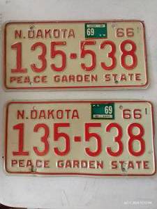 lot 476 image: Two 1966 ND License Plates