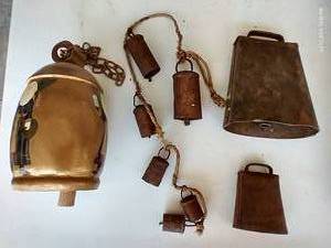 lot 482 image: Antique Cow Bells & Santa Bell