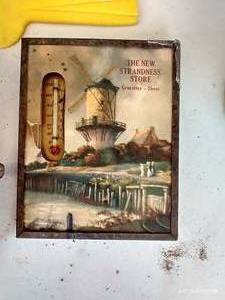 lot 483 image: Brass Planter, Metal Tractor, Thermometer, S & P Shaker Lot