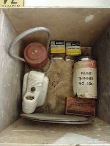 lot 491 image: Vintage Box w Tines, Lantern, Etc