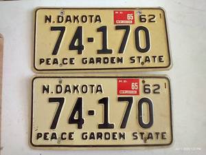 lot 492 image: Vintage North Dakota License Plates