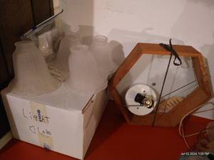 lot 576 image: Four Frosted Light Covers & Light