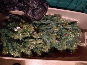 lot 593 image: Three Piece Tree- Silver Accents, Lights w Tree Skirt