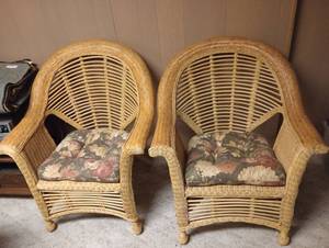 lot 666 image: Matching Rattan Wicker Chairs
